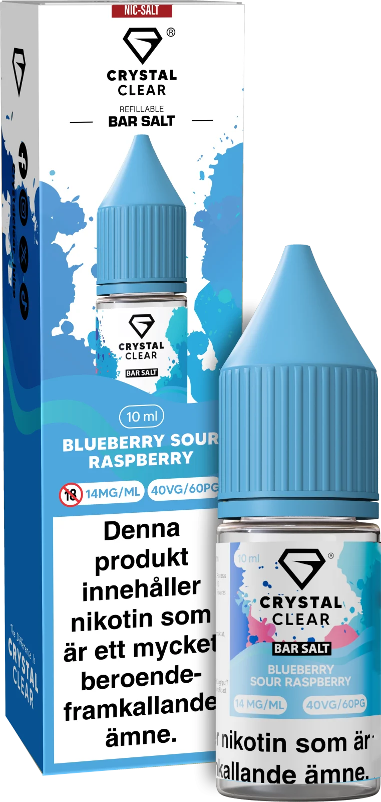 Crystal Clear – Blueberry Sour Raspberry (10 ml, 14 mg Nikotinsalt)