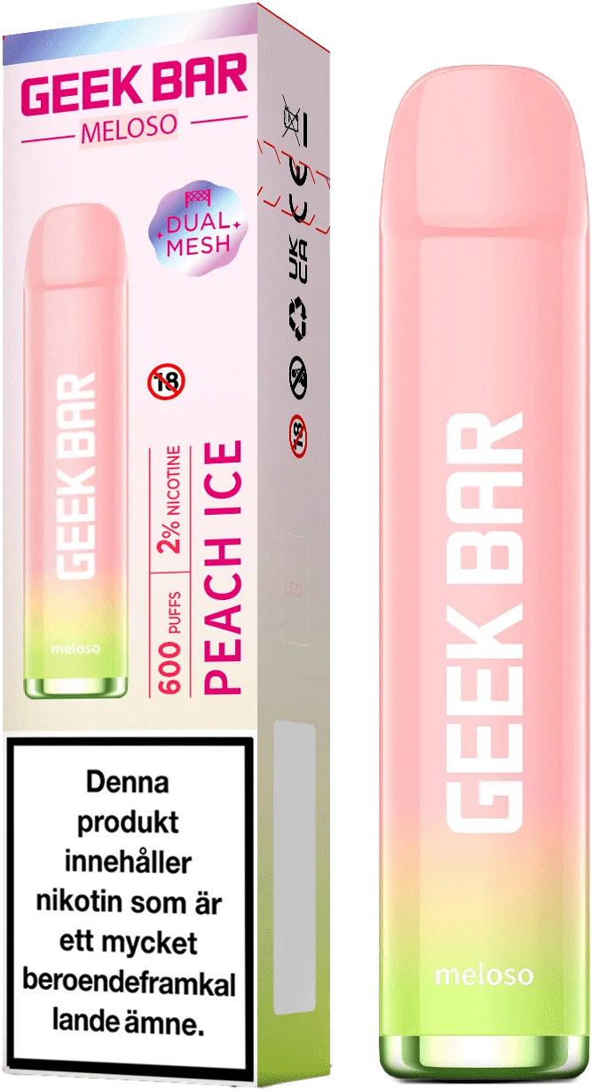 Geek Bar Meloso – Peach ICE (20 mg, Engångs vape)