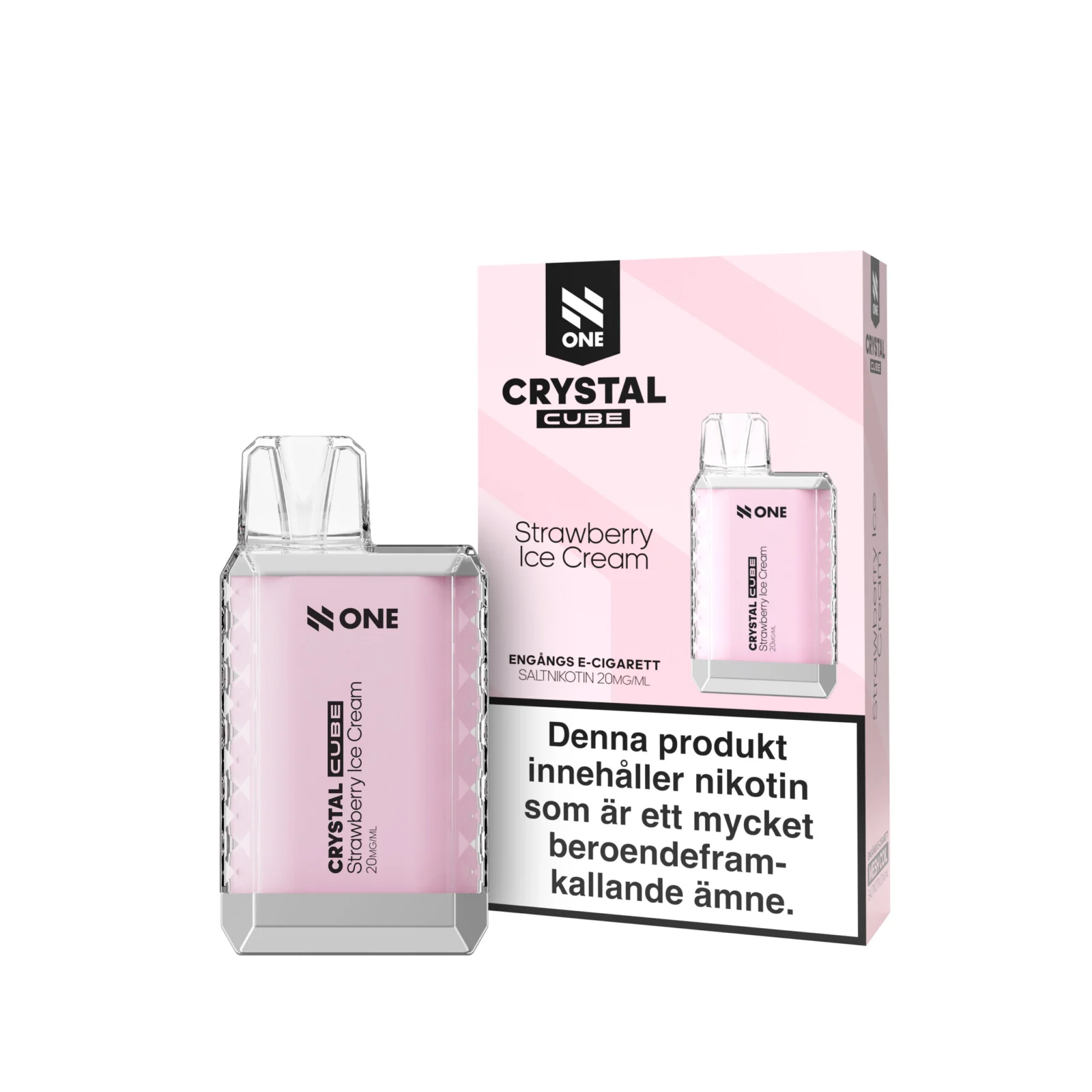 N-One Crystal Cube – Strawberry Ice Cream (20 mg, Engångs vape)