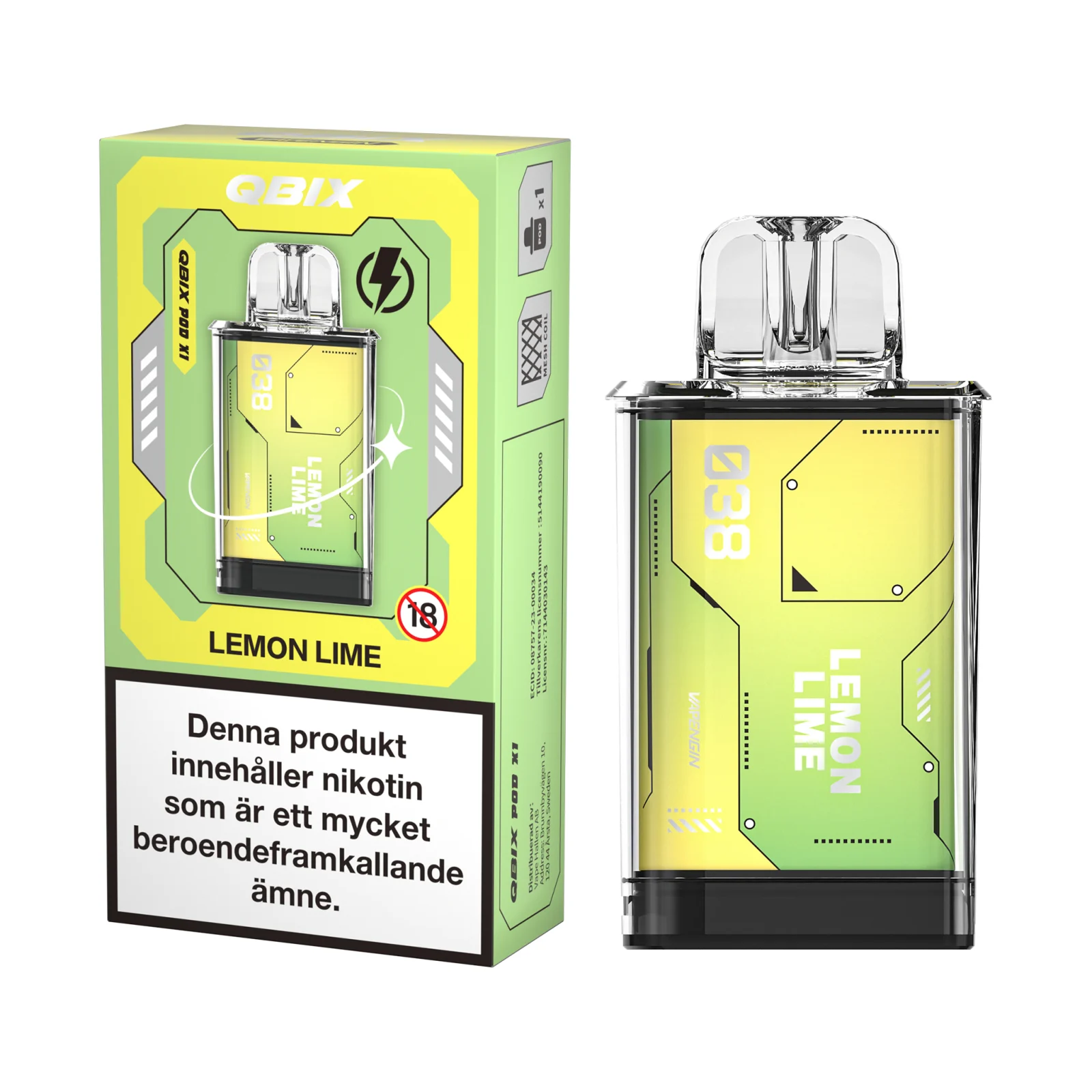 QBIX Pod – Lemon Lime (14 mg, Engångspod)