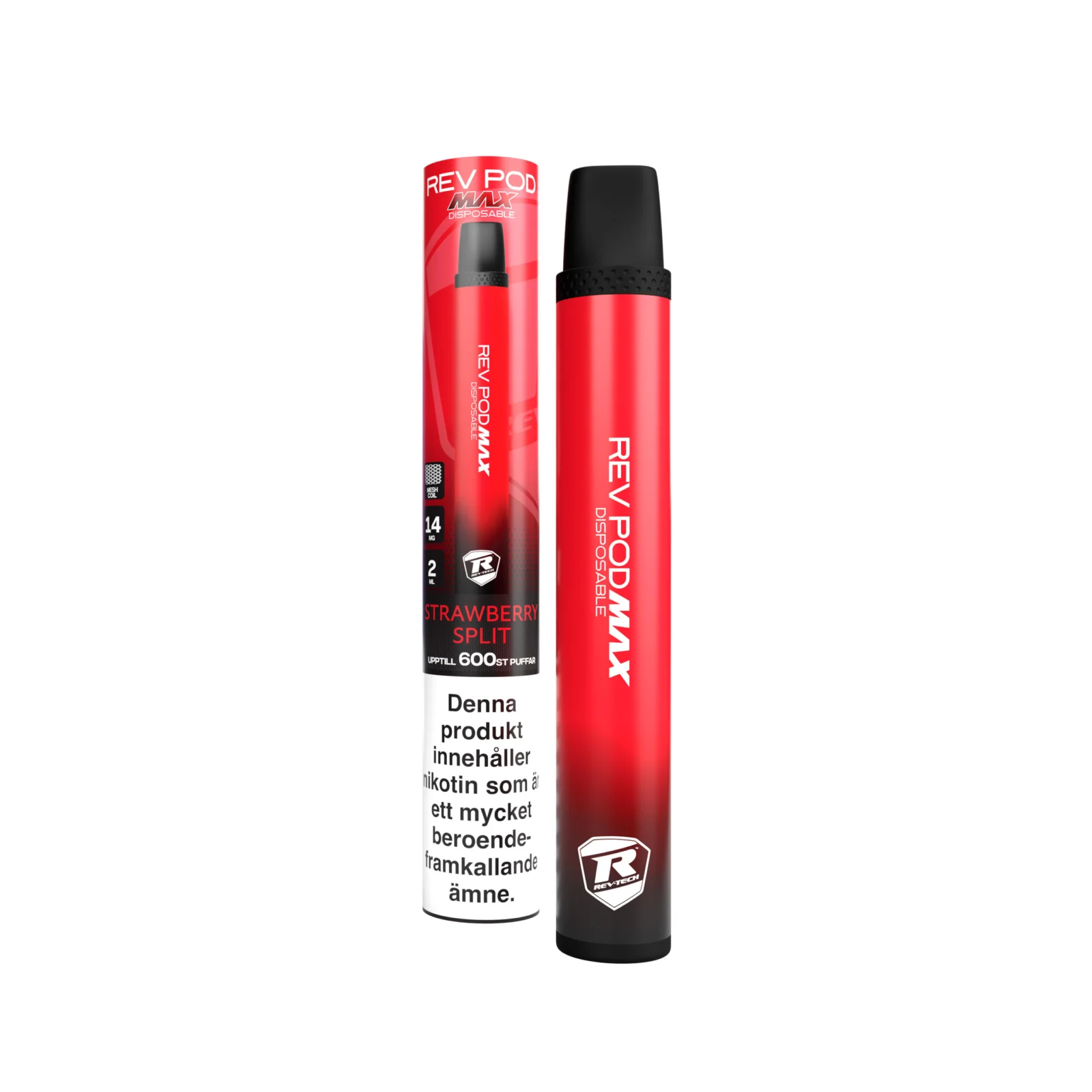 Rev Pod Max – Strawberry Split (14 mg, Engångs vape)
