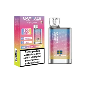 VapeM8 Crystal Box Dual Mesh – Blå Hallon Lemonad (20 mg, Engångs vape)