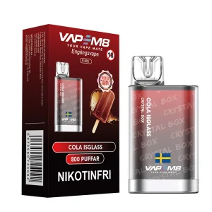 VapeM8 Crystal Box Dual Mesh – Cola Isglass (Nikotinfri, Engångs vape)