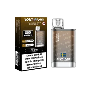 VapeM8 Crystal Box Dual Mesh – Cookie (14,9 mg, Engångs vape)