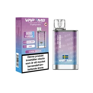VapeM8 Crystal Box Dual Mesh – Cool Druva (20 mg, Engångs vape)