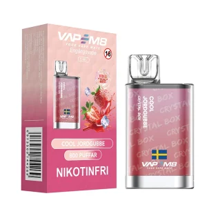 VapeM8 Crystal Box Dual Mesh – Cool Jordgubb (Nikotinfri, Engångs vape)