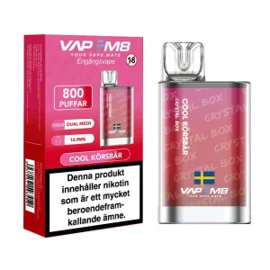 VapeM8 Crystal Box Dual Mesh – Cool Körsbär (14,9 mg, Engångs vape)