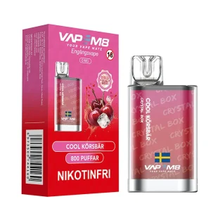 VapeM8 Crystal Box Dual Mesh – Cool Körsbär (Nikotinfri, Engångs vape)