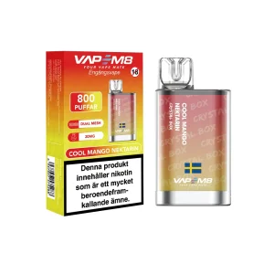 VapeM8 Crystal Box Dual Mesh – Cool Mango Nektarin (20 mg, Engångs vape)