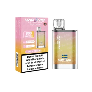 VapeM8 Crystal Box Dual Mesh – Cool Persika (14,9 mg, Engångs vape)