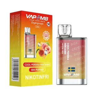VapeM8 Crystal Box Dual Mesh – Cool Persika Nektarin (Nikotinfri, Engångs vape)