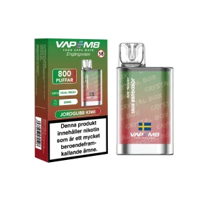 VapeM8 Crystal Box Dual Mesh – Jordgubb Kiwi (20 mg, Engångs vape)
