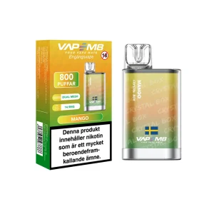 VapeM8 Crystal Box Dual Mesh – Mango (14,9 mg, Engångs vape)