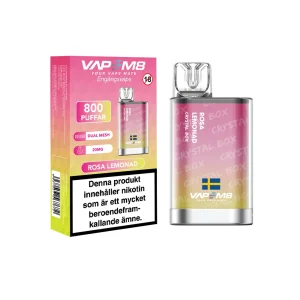 VapeM8 Crystal Box Dual Mesh – Rosa Lemonad (20 mg, Engångs vape)