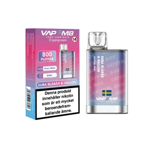 VapeM8 Crystal Box Dual Mesh – Sura Blåbär & Hallon (20 mg, Engångs vape)