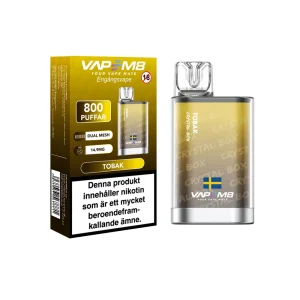 VapeM8 Crystal Box Dual Mesh – Tobak (14,9 mg, Engångs vape)