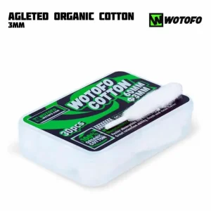 Wotofo Agleted Organic Cotton (3 mm, 30-pack, Bomull) – Utgått